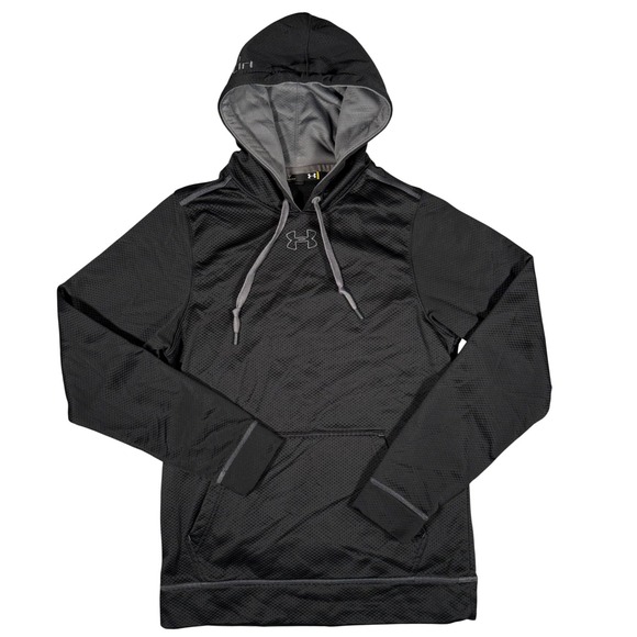 Under Armour Other - Under Armour Mens Hoodie Small Black Textured Fleece Pullover 1232723 Loose Fit